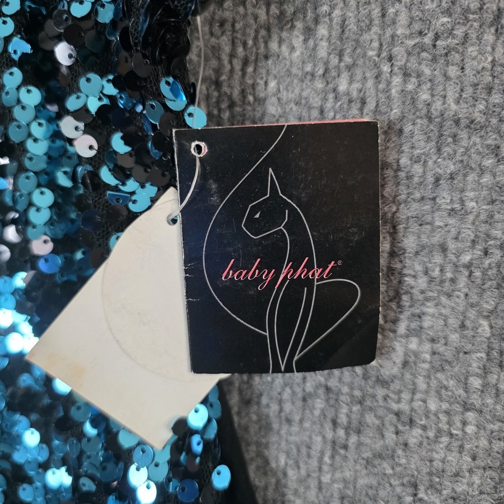 NEW Vintage Baby Phat Sequin Tank Top Deadstock M Blue Y2K‎ 90s Rave Festival - Picture 5 of 11